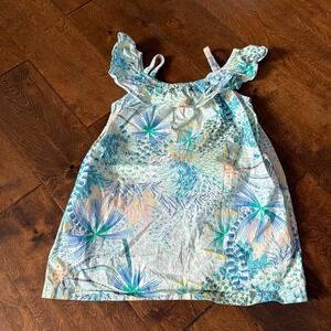 Tea Collection Girls Tropical Floral Ruffle Dress Size 3T Beach Vacation